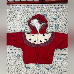 Vintage Carters Red Scottish Terrier Ruffle Plaid Girls Windbreaker Jacket